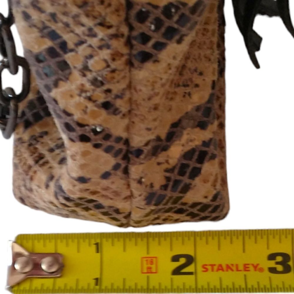 Y2K Animal Print Shoulder Bag Handbag Purse Italy Chain Fringe Leather Biker - Picture 3 of 16